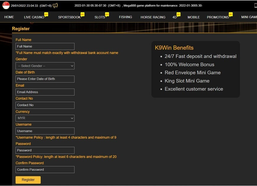 K9Win | Bring The Amazing Singapore Casino Paradise For You 9 Register to join quickly