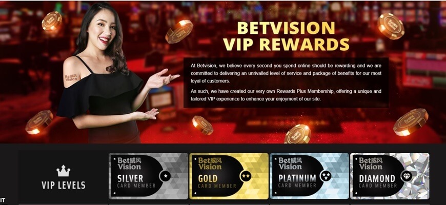 BetVision | The Casino With Outstanding Quality In The Singapore Market 7 The bookmaker takes good care of customers for all levels