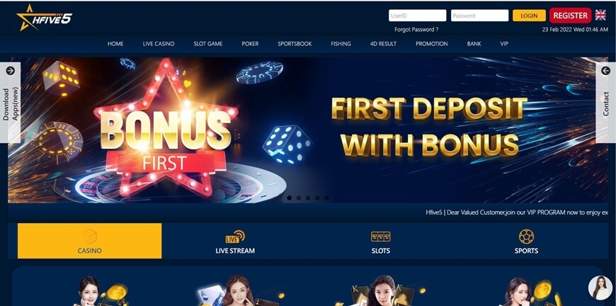 HFIVE5 | Why It Deserves One Of The Best Singapore Online Casinos 2024 1 The interface