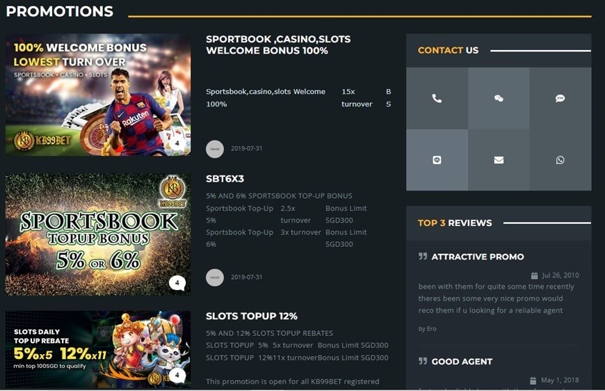 KB99BET | One Of The Leading Singapore Online Bookie 7 Full of promotions