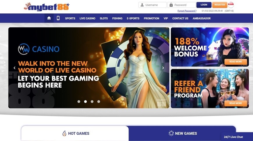 Mybet88 | Amazing Betting Experiences With This OCS 1 The interface of homepage