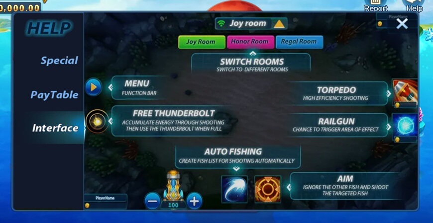 Mega Fishing | A Fantastic Fish Shooting Game For Professional Players 3 The interface and playing area