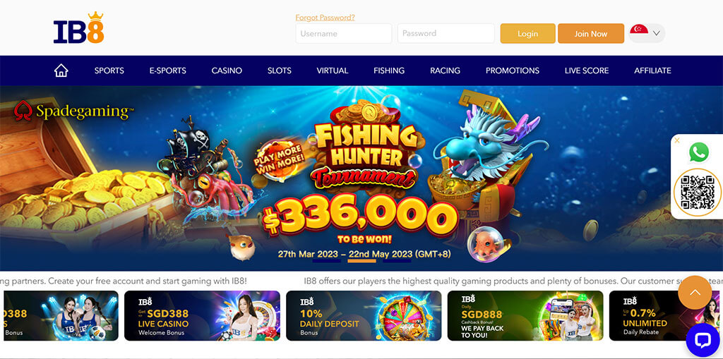 Play with IB8! Create your free account now! A New reputable online casino in Singapore 2024! 1 ib8