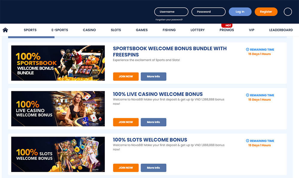 NOVA88 – A NEW WAVE OF ONLINE BETTING AND CASINO MARKET 5 NOVA88 Promotion