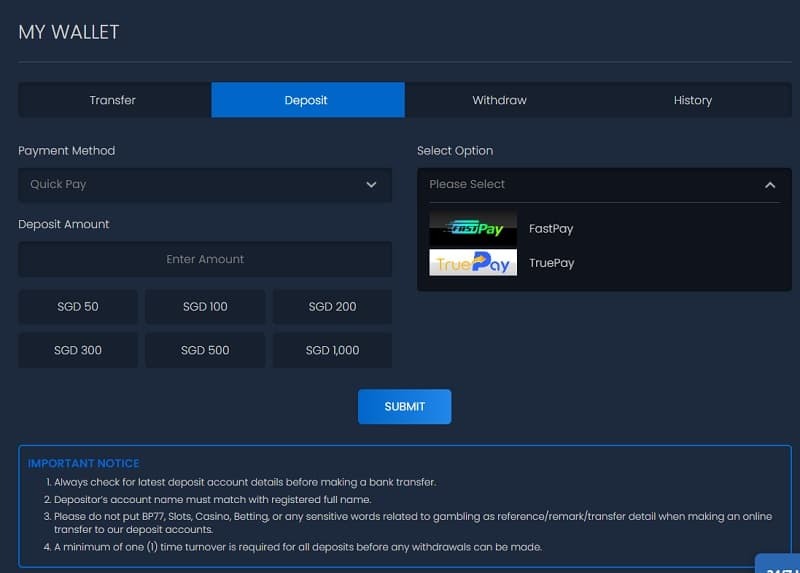 BP77 - A bookmaker that satisfies a gambler's urge to win 9 Top up your account to experience all the features at BP77 Casino
