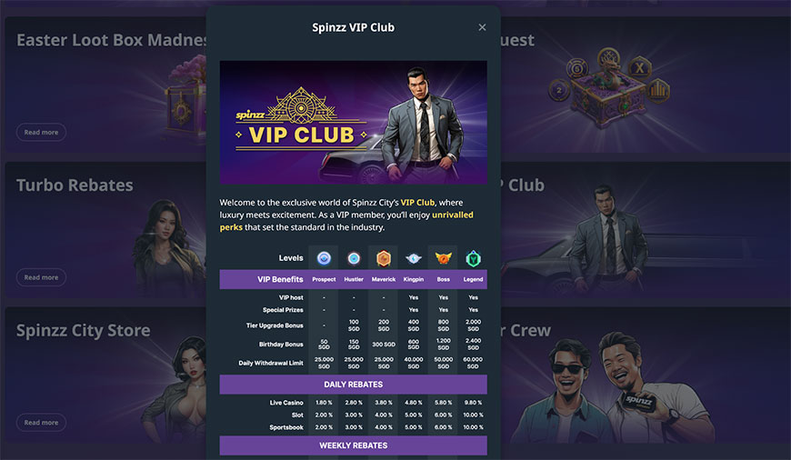 Spinzz | The fastes-growing online casino in Singapore 6 Spinzz VIP
