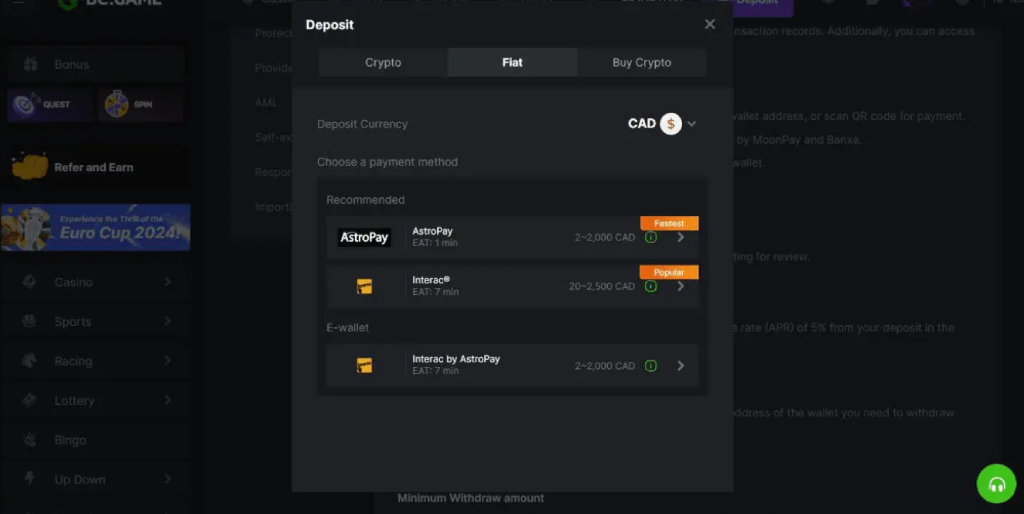 bc game payment method